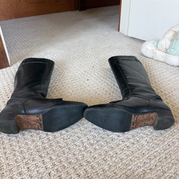 Manolo Blahnik Black Leather Tall Riding Boots – Made in Italy – Size 37.5 - Picture 12 of 16